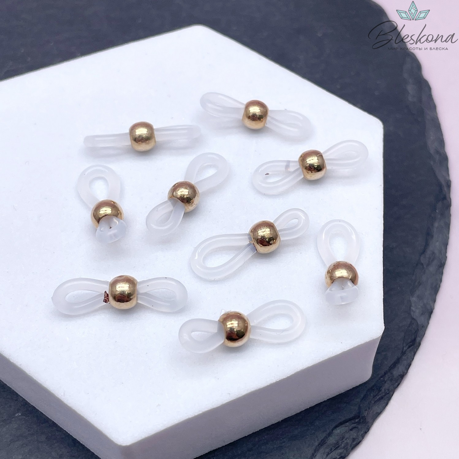 Держатель силикон с шариком, цвет золото 19мм уп.10шт