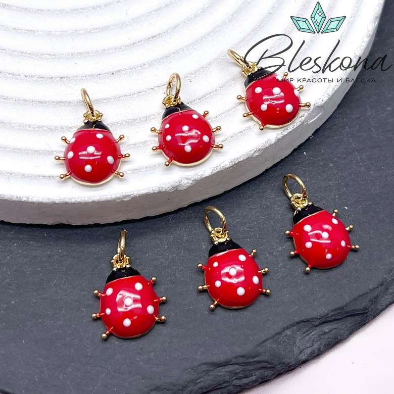 15*13,5 мм Цвет золото, Подвеска Божья коровка эмаль