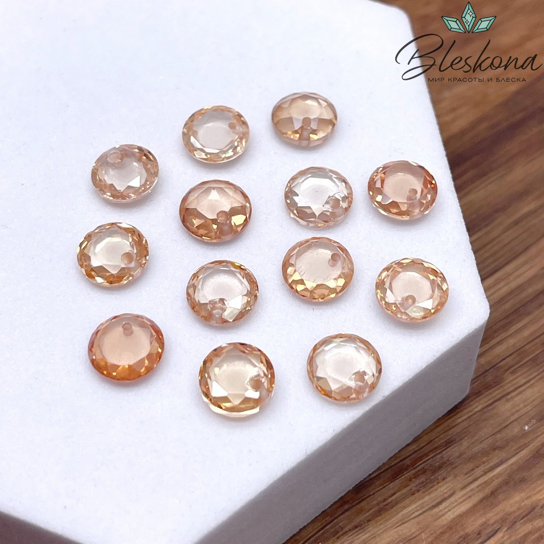 8 мм, Подвеска Циркон круг шампань (кубический цирконий, фианит) 