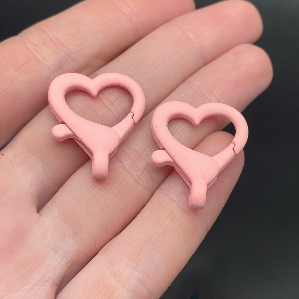 22*26мм , Замок крупный сердце розовая  эмаль матовая