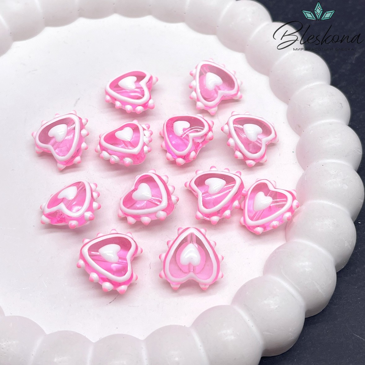 15*16 мм Бусина сердце розовое