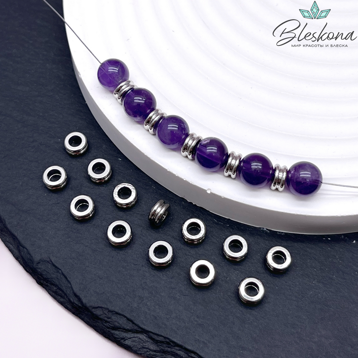 6*3 мм Цвет серебро, Бусина-разделитель двойная