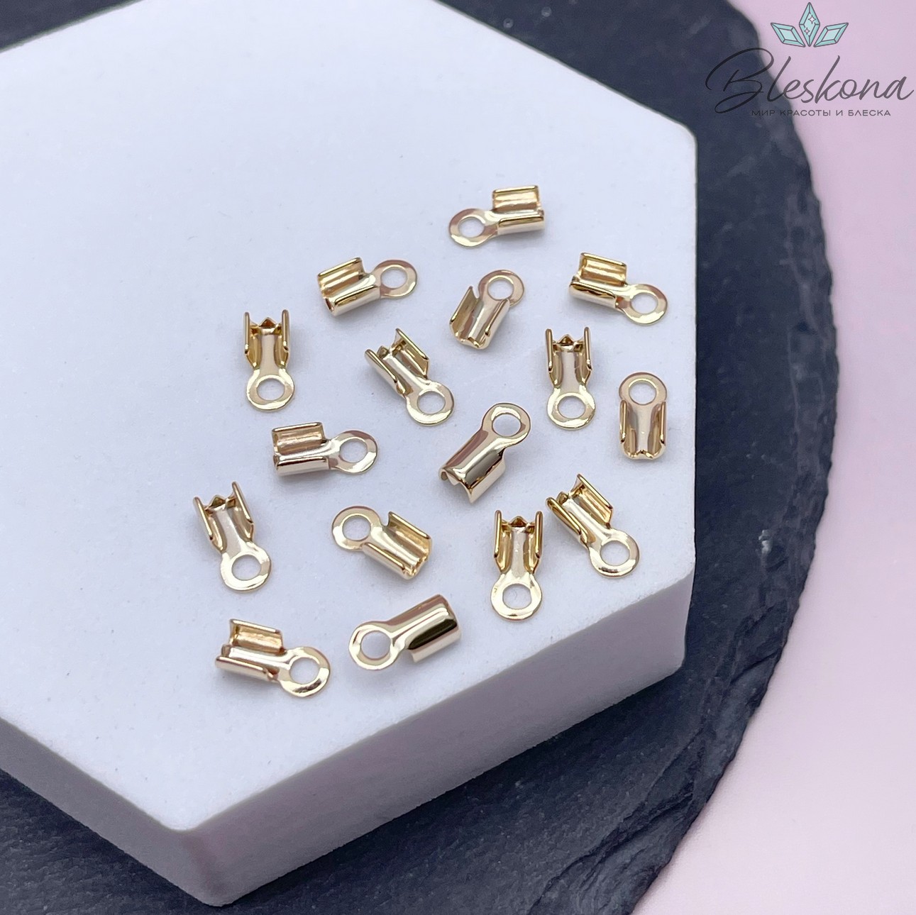 9*3,5 мм Цвет золото, Зажим-Концевик для шнура гладкий