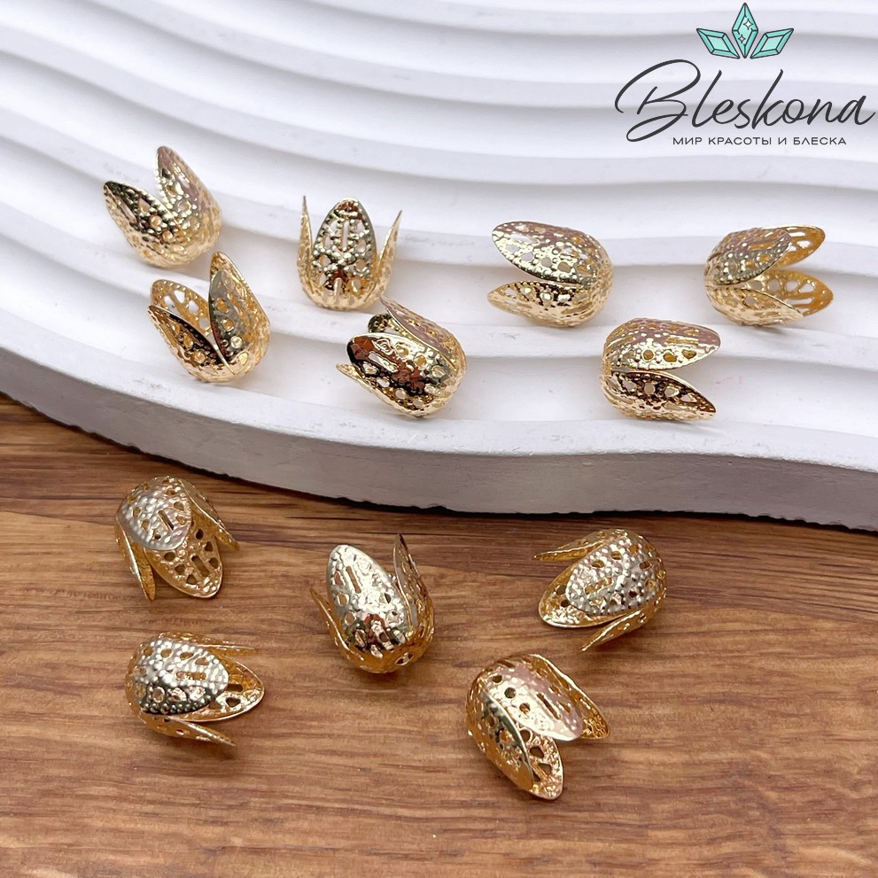 11*9 мм Цвет золото, Концевик тюльпан