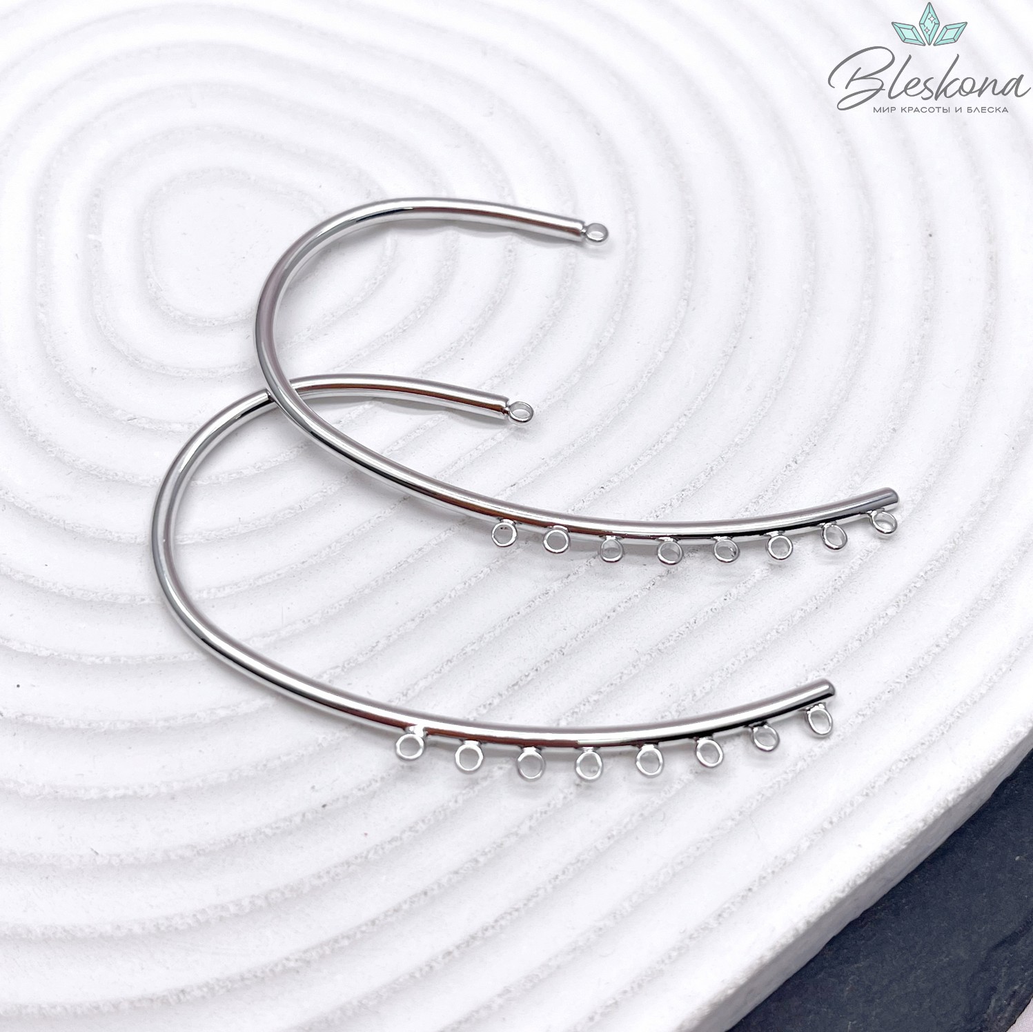 Основы для кафф,цвет серебро 55*31 мм