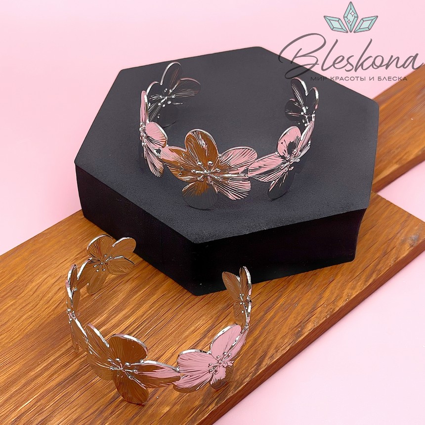 60-65 мм Цвет серебро, Основа для браслета цветочек