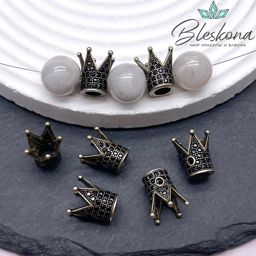 Бусина Корона, цвет бронза 12/8,2мм