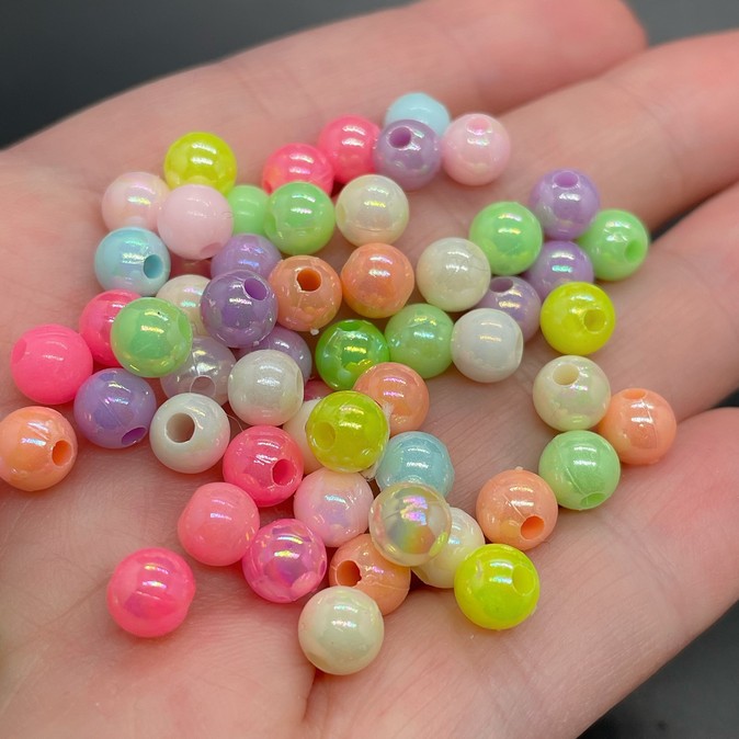 6 мм, Бусина шар микс  уп.10 гр