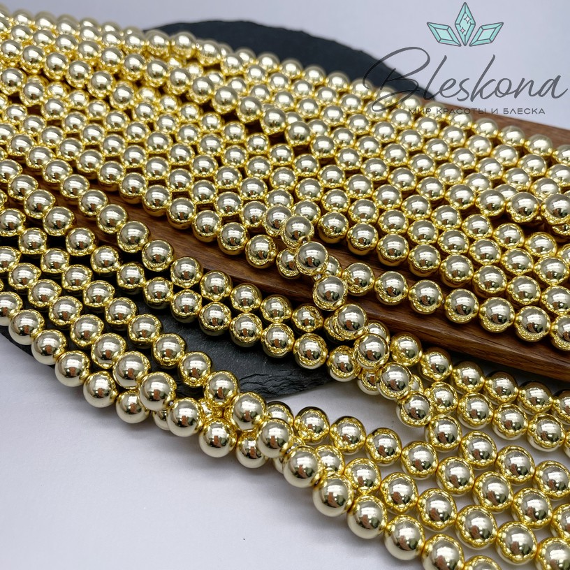 10мм Гематин имитация, цвет светлое золото 