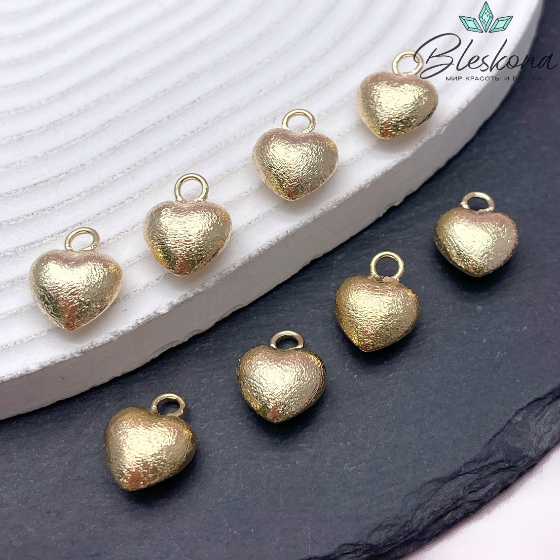 12,5 мм, цвет золото, Подвеска сердце фактурное 