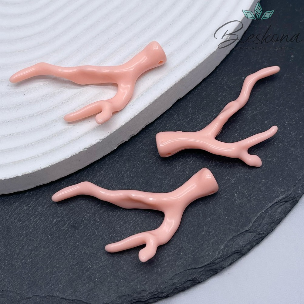 46*32 мм Подвеска ветка коралла бледно-розовая