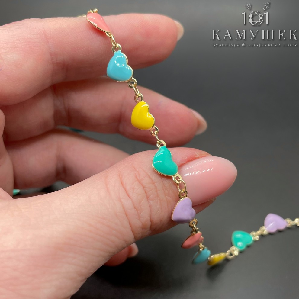 Цепь №167-1 цвет золото, сердце 12,5*6,4 мм