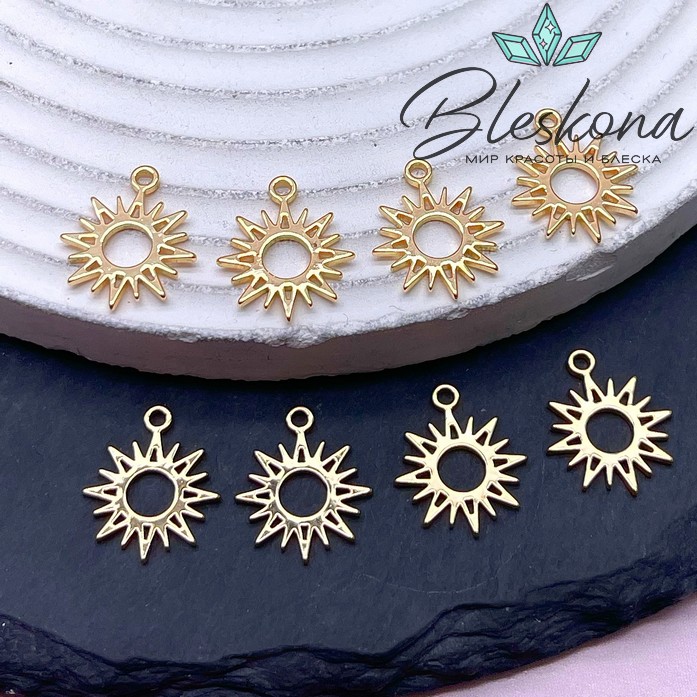 15*13 мм Цвет золото, Подвеска Солнце гладкое контур