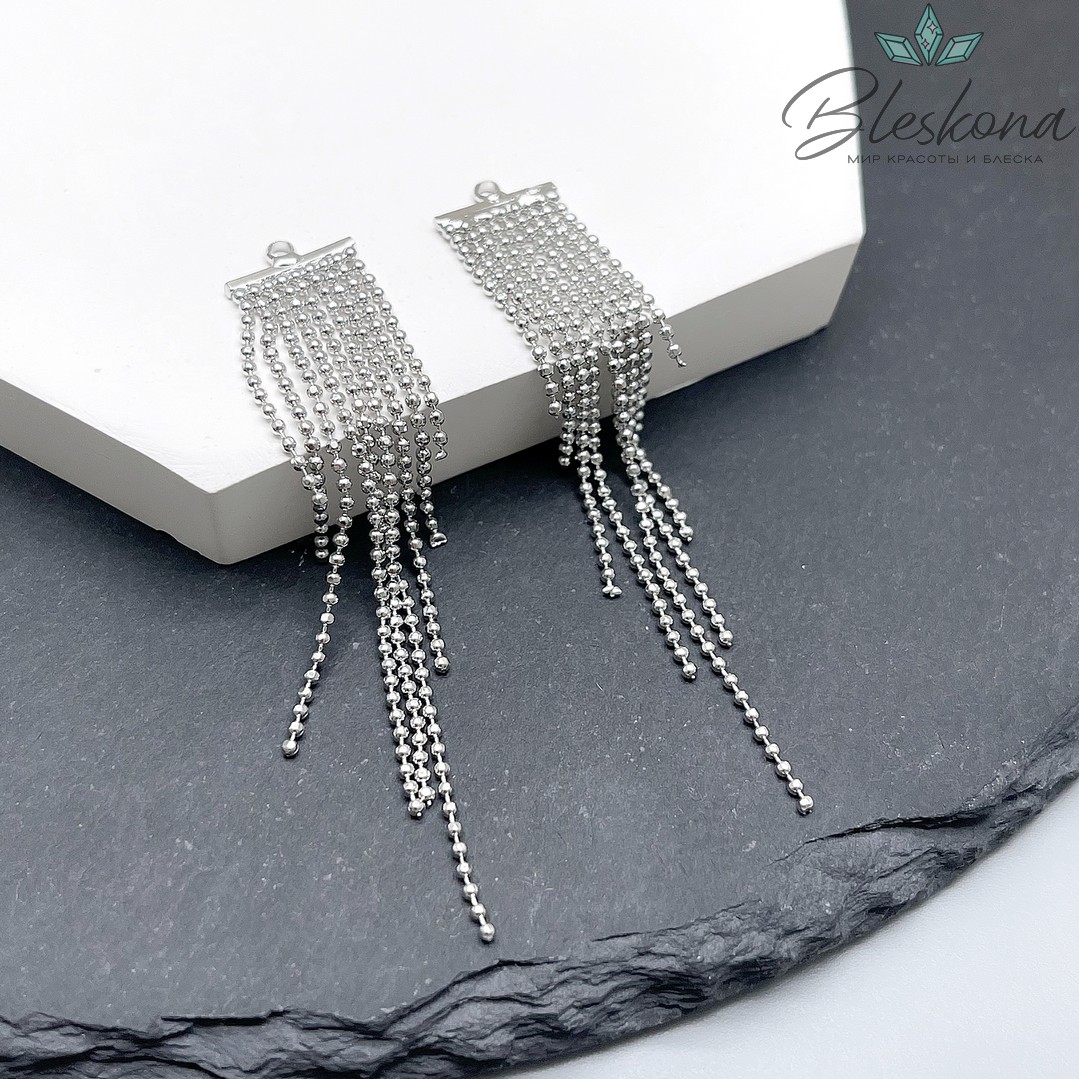 60*11 мм Цвет серебро, Подвеска шторка шарики