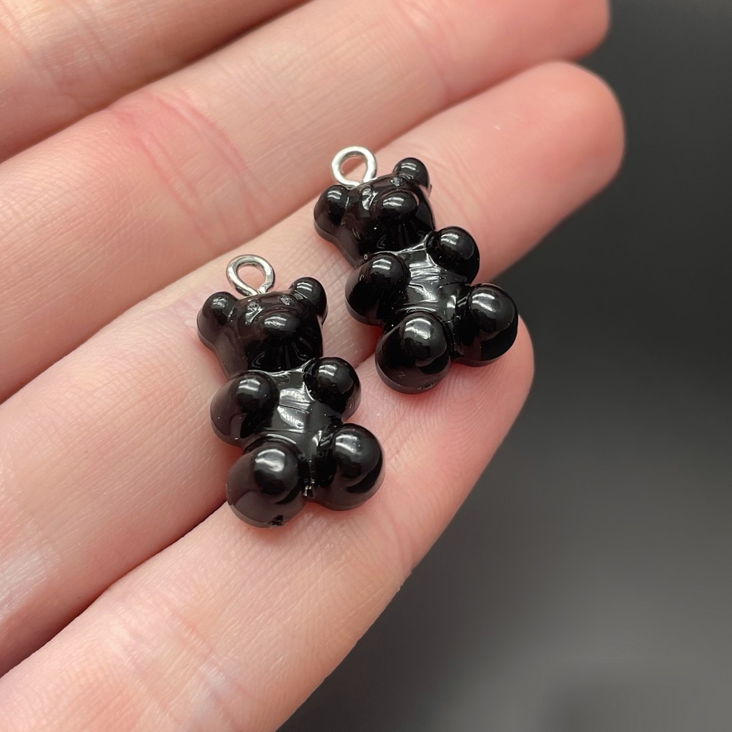 12*21,5мм, Цвет серебро, Подвеска Мишка черный