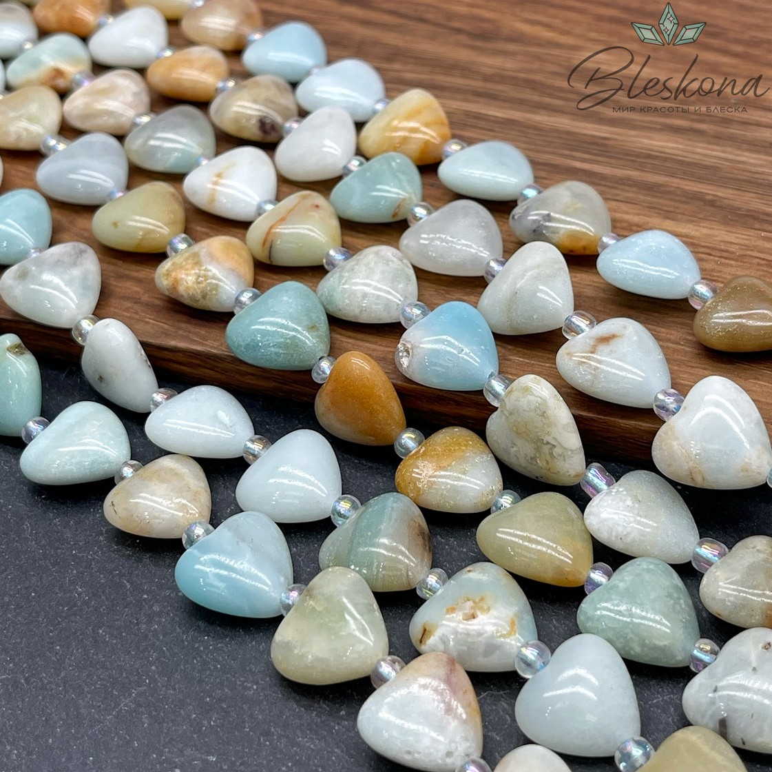 Сердца Амазонит 14,5*14,5*6,5 мм