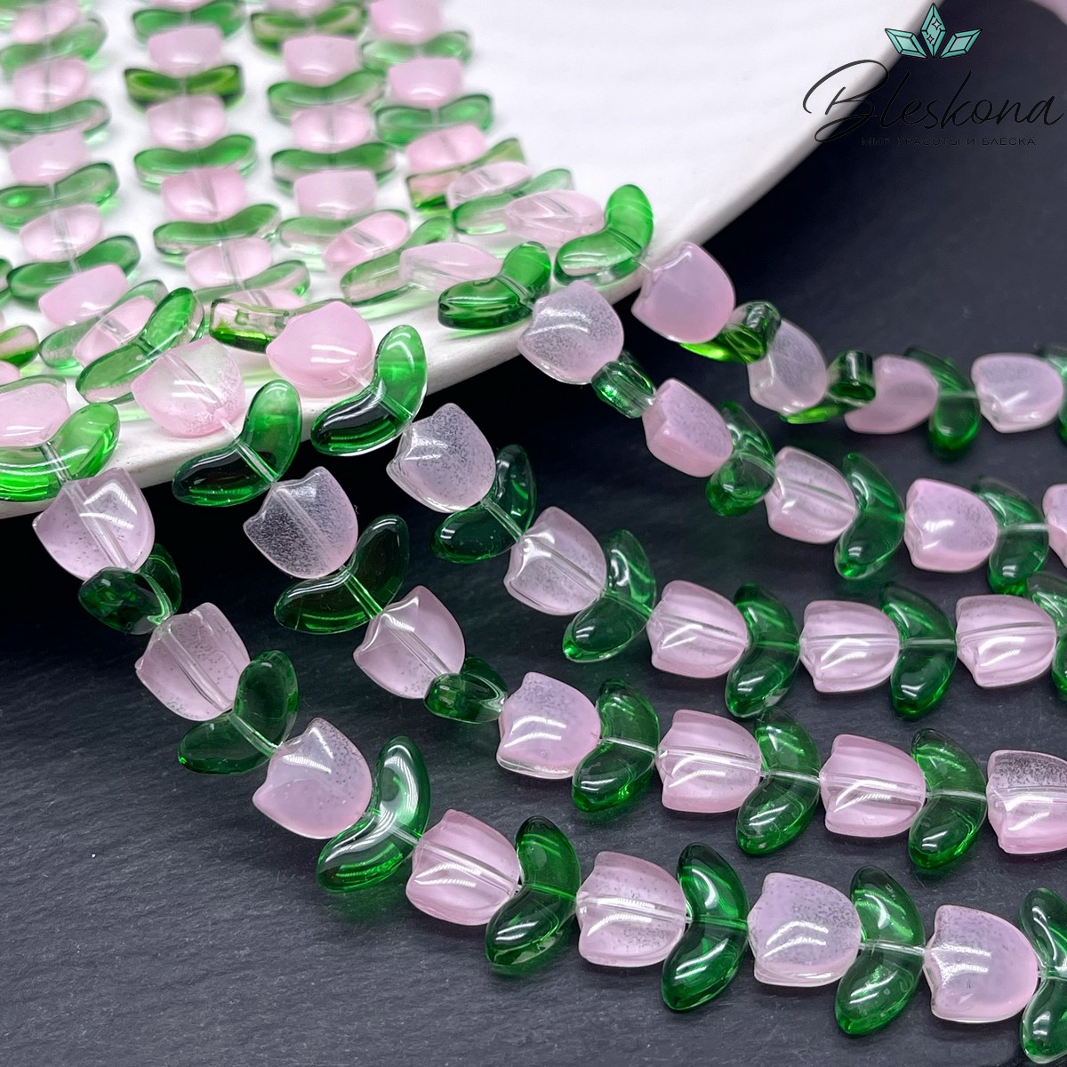 15*13 мм Бусина тюльпан светло-розовый