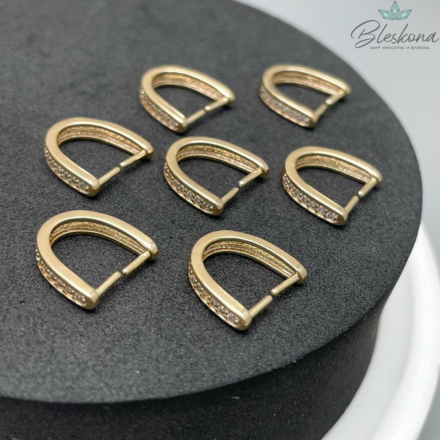 11,8*2,9 мм Цвет золото, Бейл Зажимной цирконы