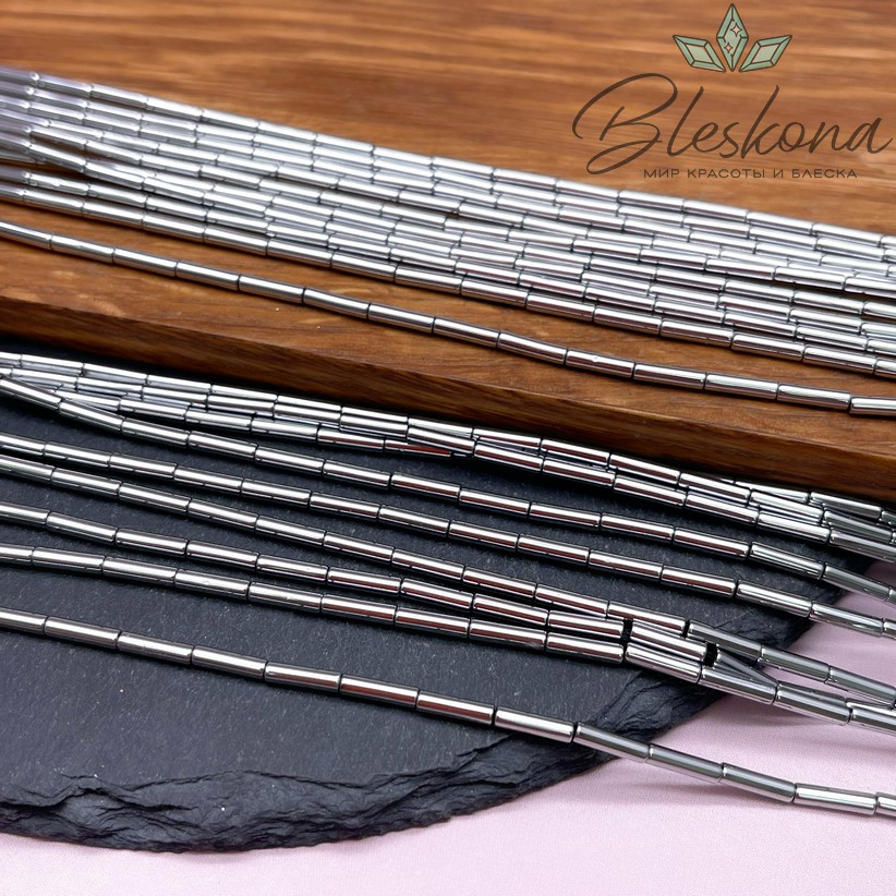 8*2 мм Гематин трубочки, цвет темное серебро, имитация