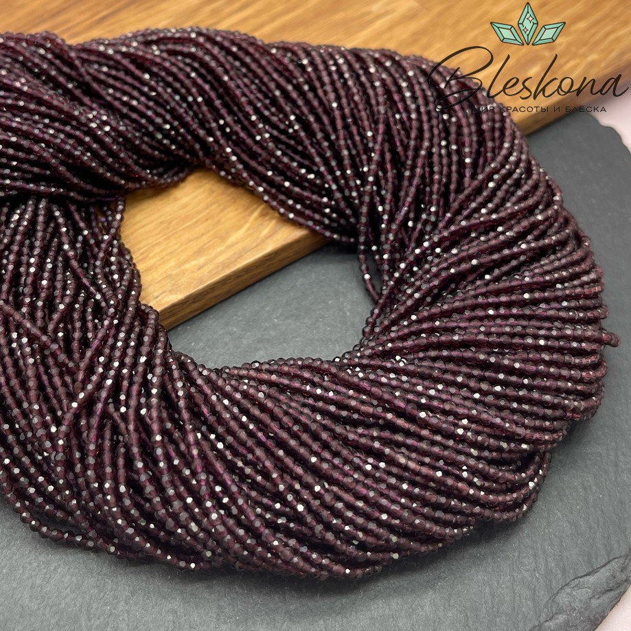 2 мм Бусины стекло темно-фиолетовое алмазная огранка