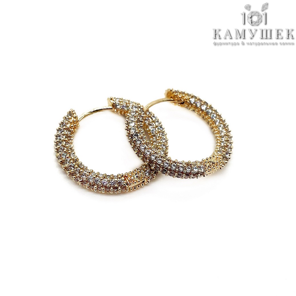 ⌀18мм Цвет золото, Швензы бублик Конго цирконы Люкс 
