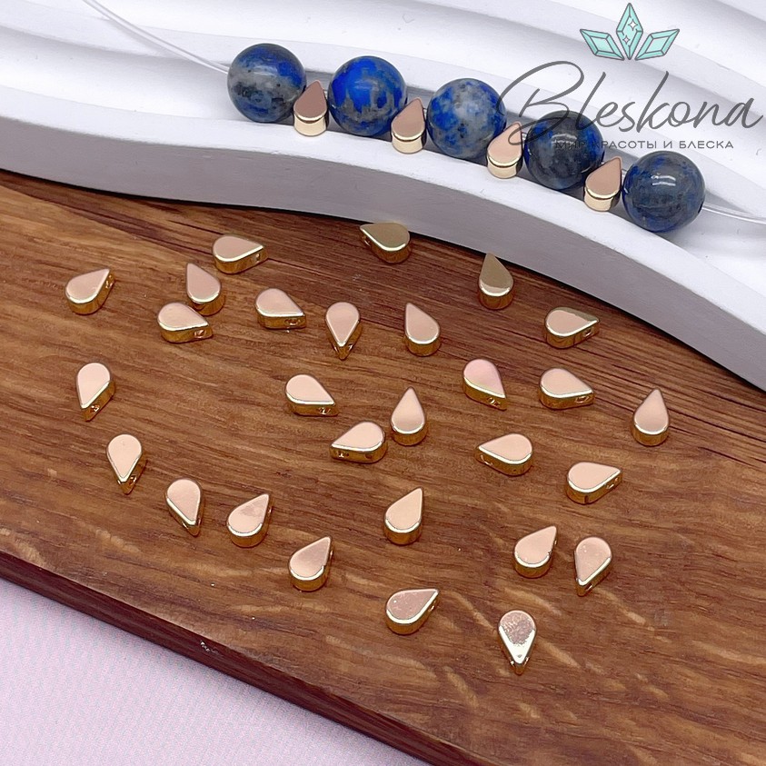 6*4 мм Цвет золото, Бусина Капля мини гладкая