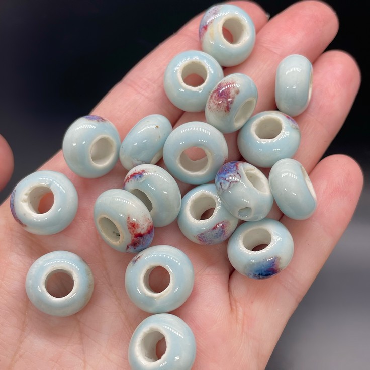 14мм, Подвеска Бублик, цвет голубой рисунок