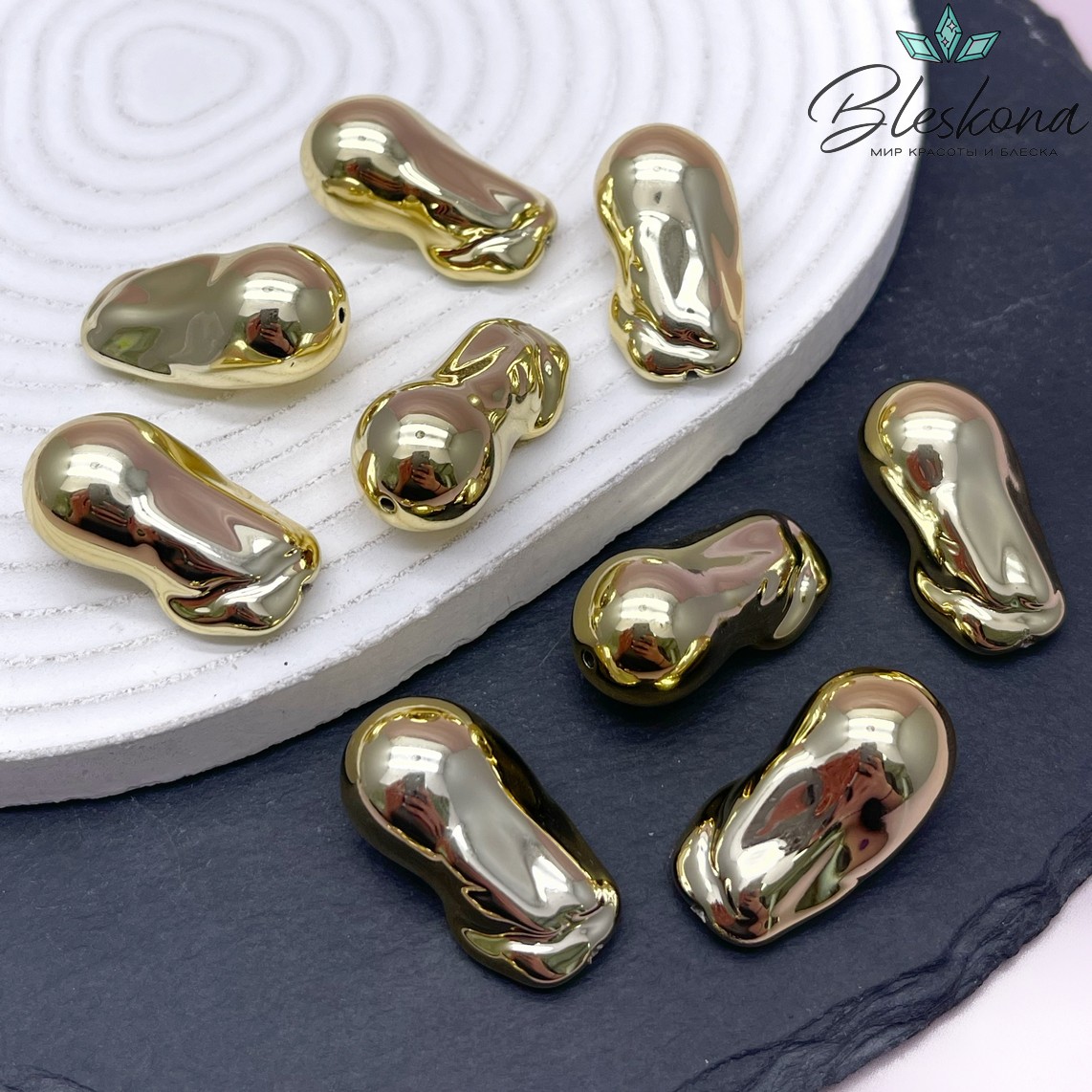 30*15,5 мм Цвет золото, Бусина фриформ