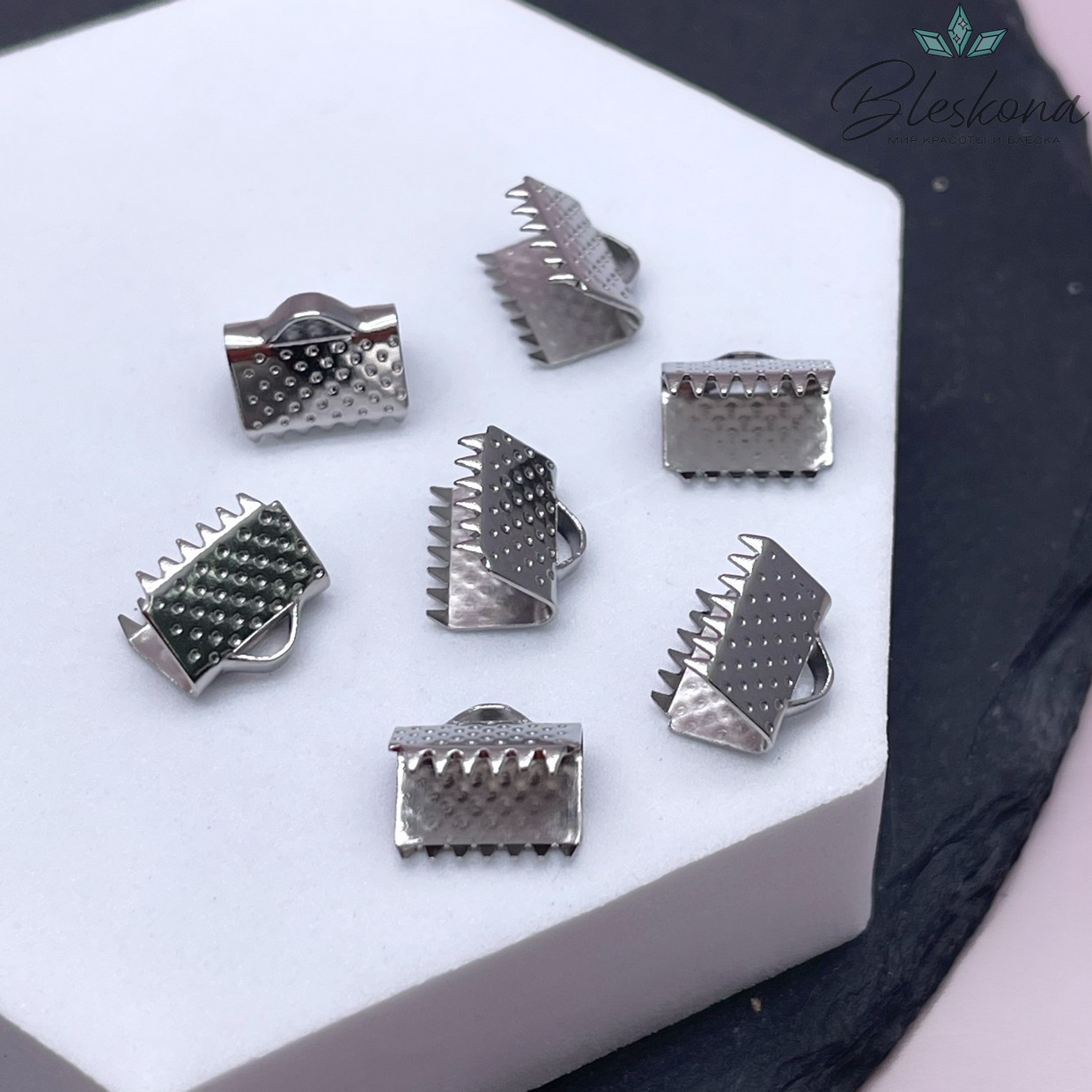 10,5*10 мм, Цвет серебро, Зажим-Концевик для шнура 