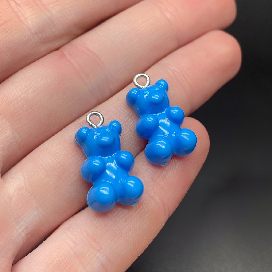 12*21,5мм, Цвет серебро, Подвеска Мишка синий №2