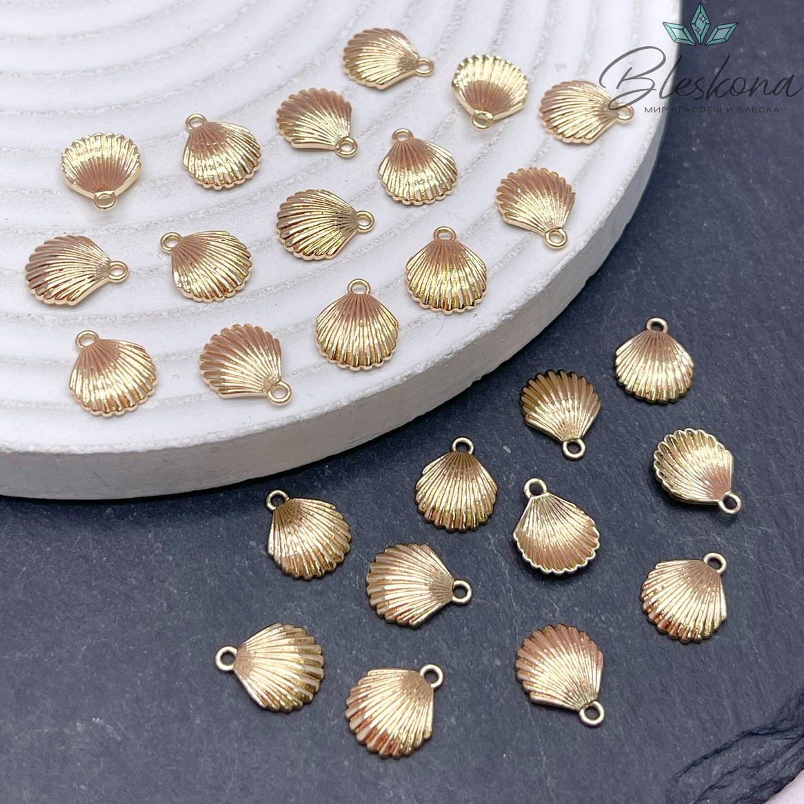 10*8,3 мм Цвет золото, Подвеска ракушка 