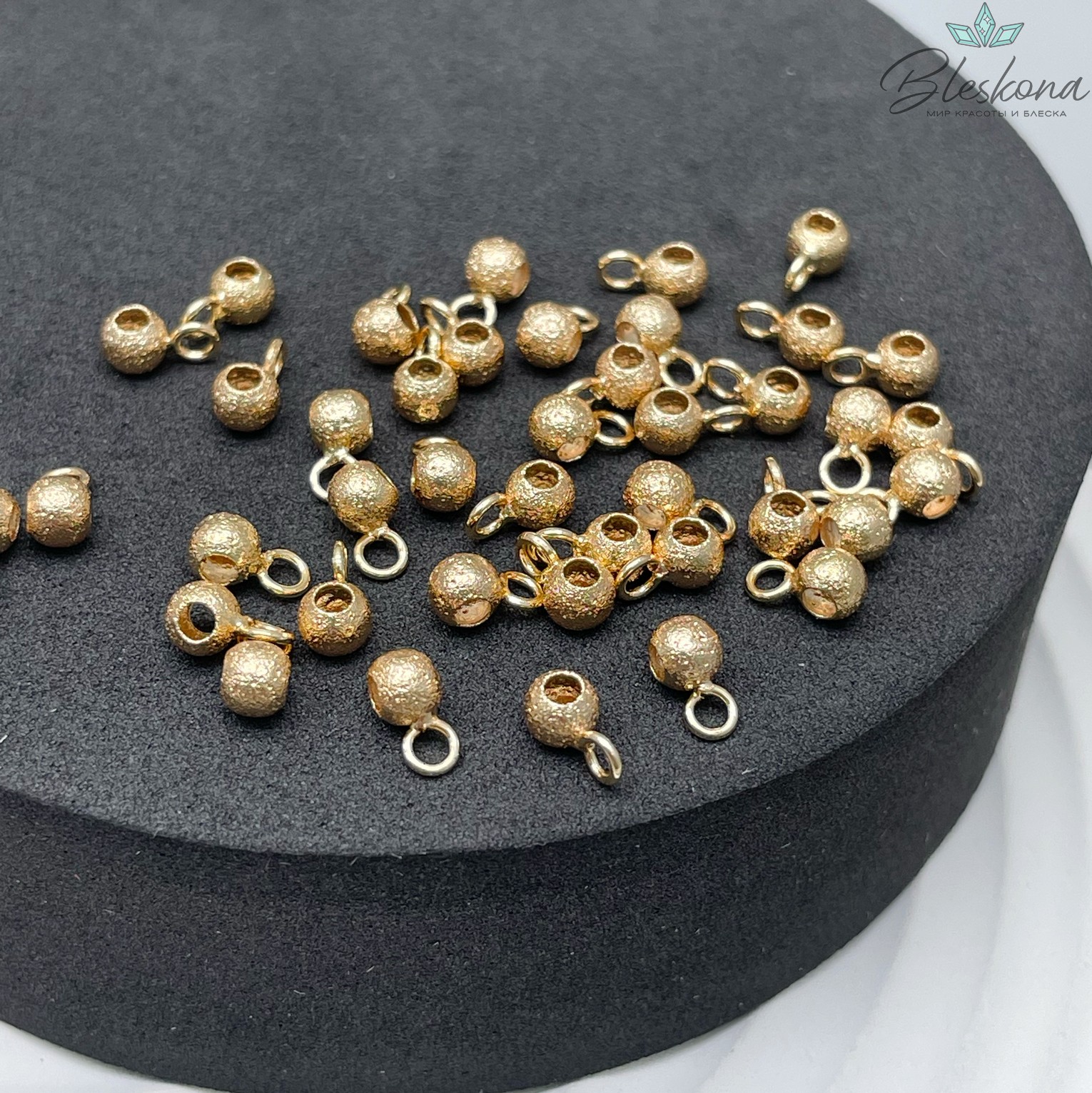 7*3,4 мм Цвет золото, Бейл-бусина фактурная неразъемное кольцо