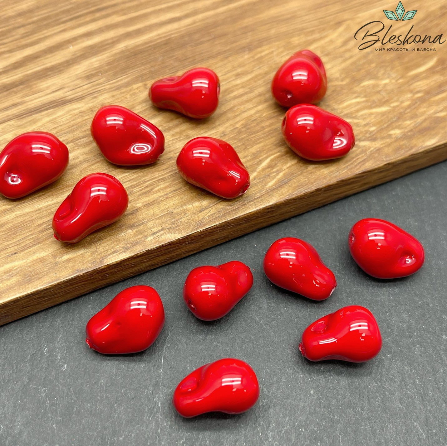 15*10 мм, Жемчуг Майорка цвет красный (штучно)