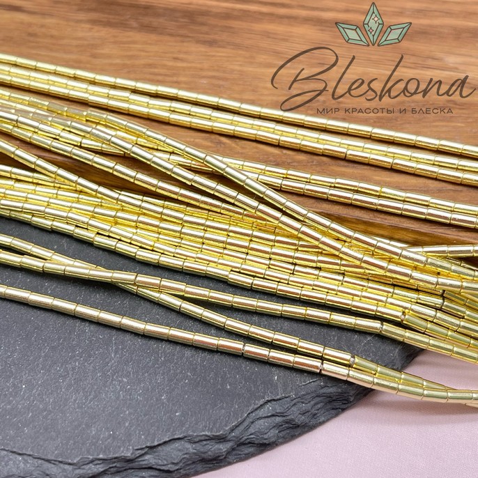 5*3 мм Гематин трубочки, цвет светлое золото, имитация