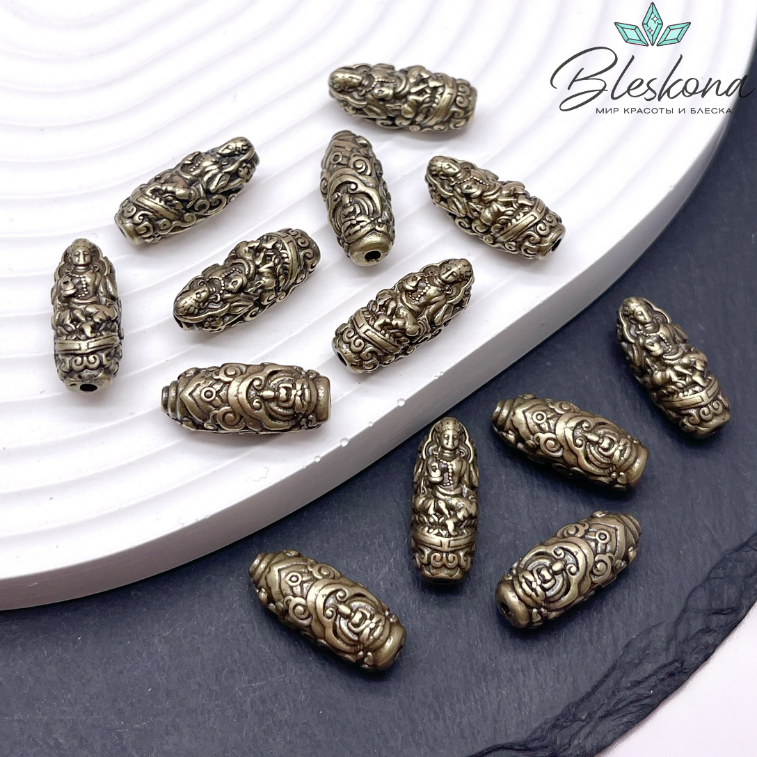 18*7 мм, цвет темное золото, Бусина Богиня Дурга