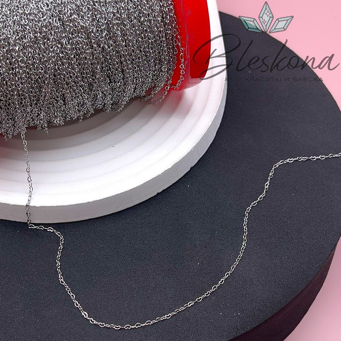 Цепь №127 цвет серебро, сердце 1,5*2,2 мм