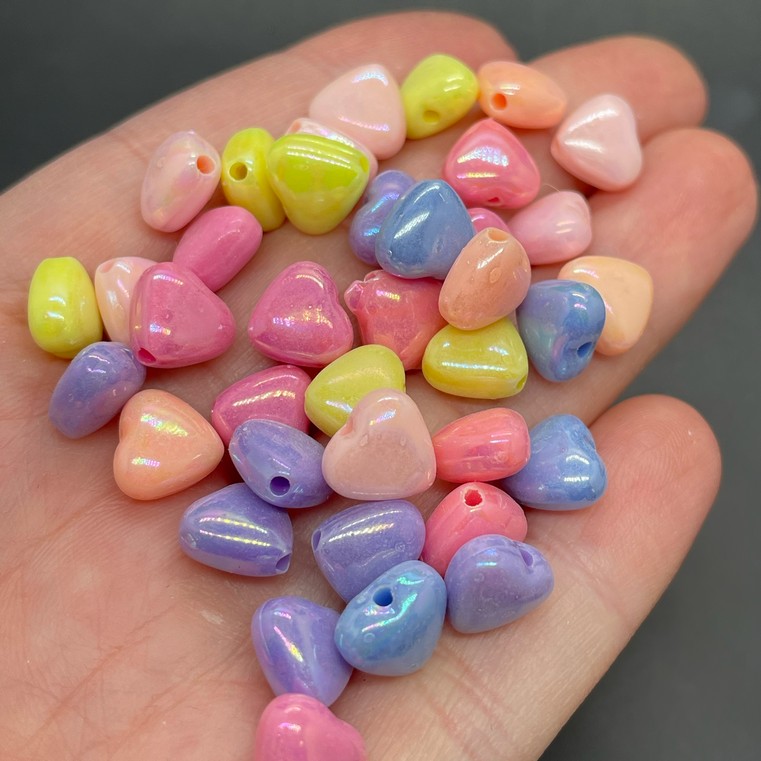 9 мм, Бусина сердце микс уп.10 гр