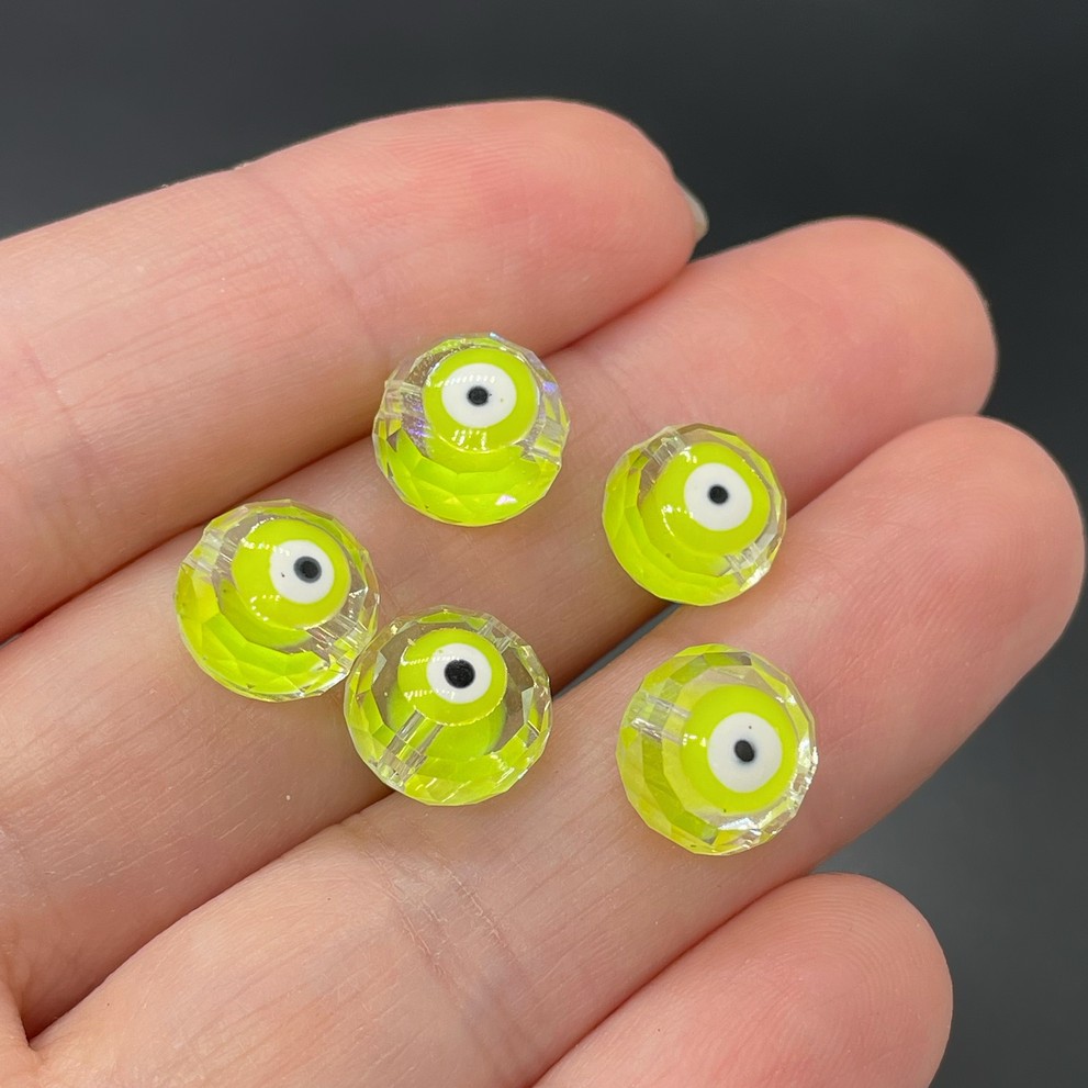 10мм, Стекло Lux форма круг желтый глаз уп.5 шт