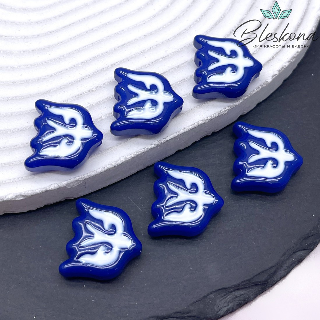 20*19 мм Бусина Ласточка синяя