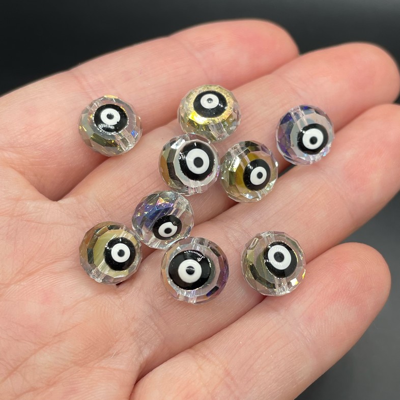 10мм, Стекло Lux форма круг черный  глаз уп.5 шт