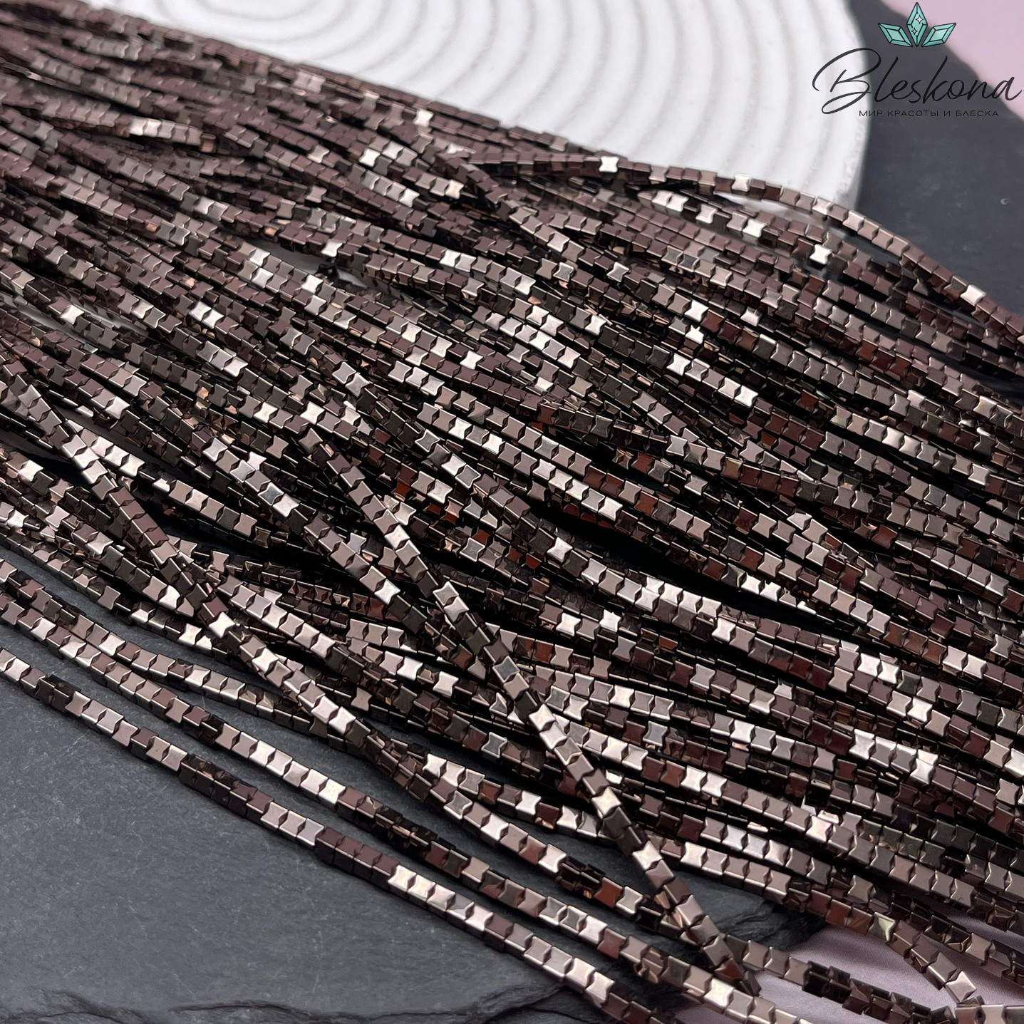 2 мм Гематин имитация куб песочные часы, цвет коричневый №1 (шоколадный)