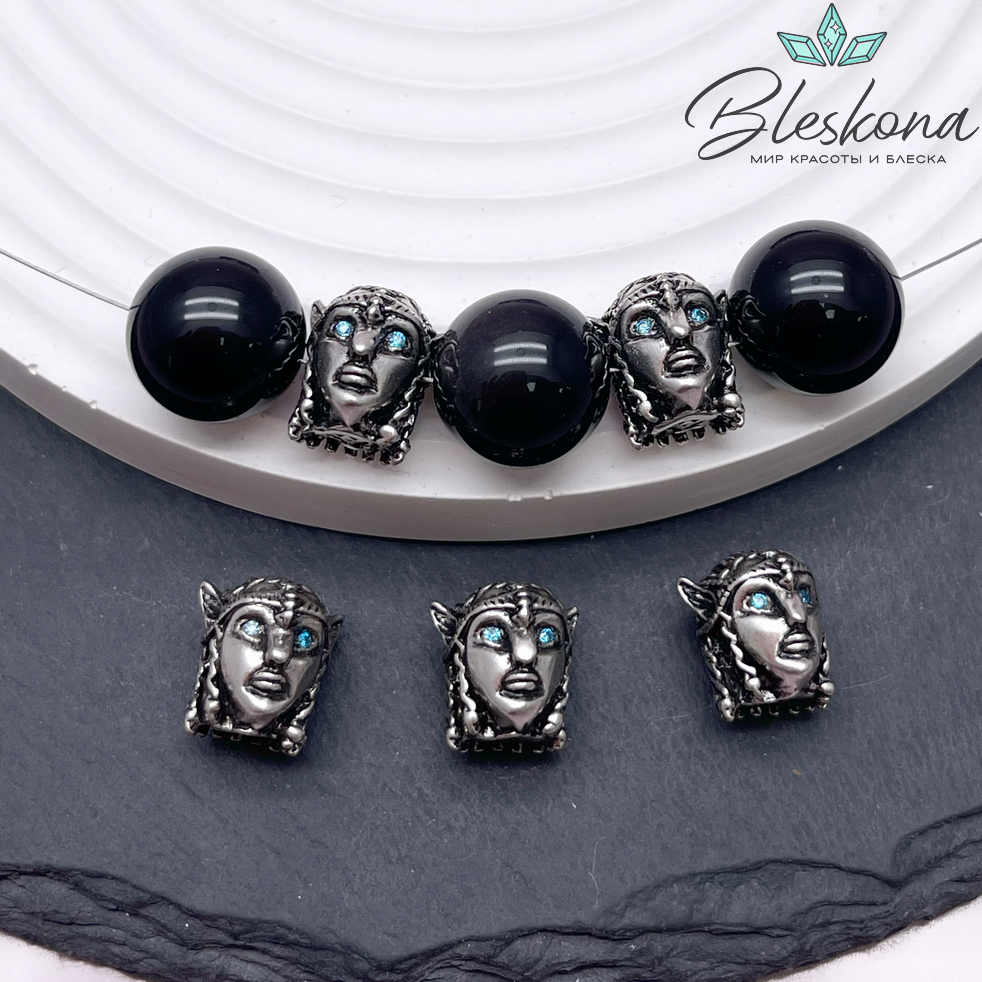 10*13 мм, цвет серебро, Бусина Аватар цирконы