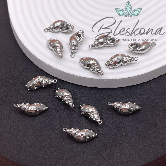 20,5*9 мм Цвет серебро, Подвеска ракушка точки