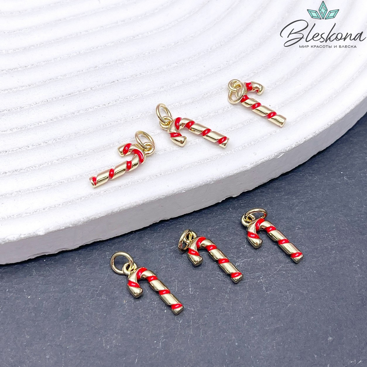 14,5*6,5 мм Цвет золото, Подвеска леденец красная эмаль