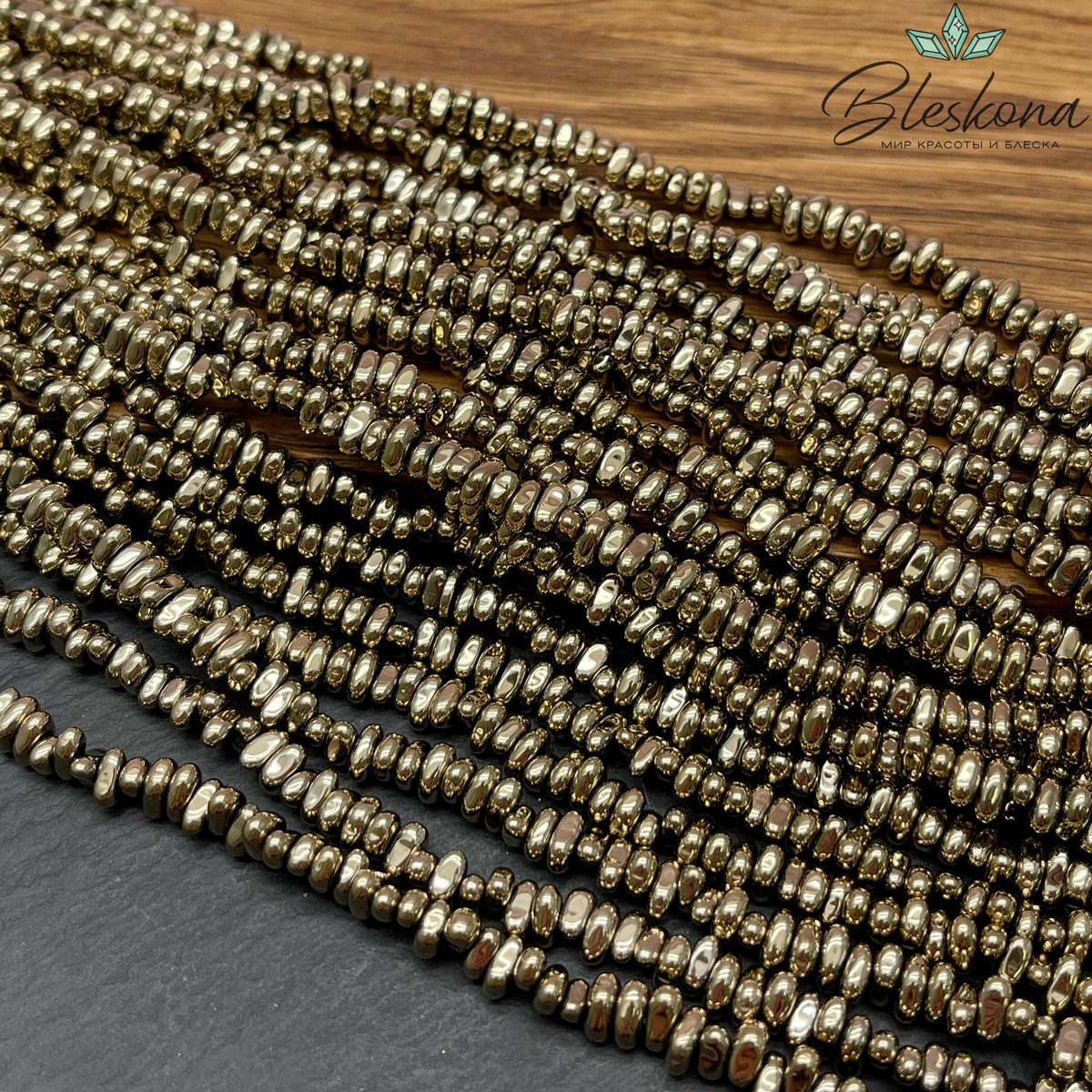 5-6 мм Гематин сколы шлифованные, темное золото №1