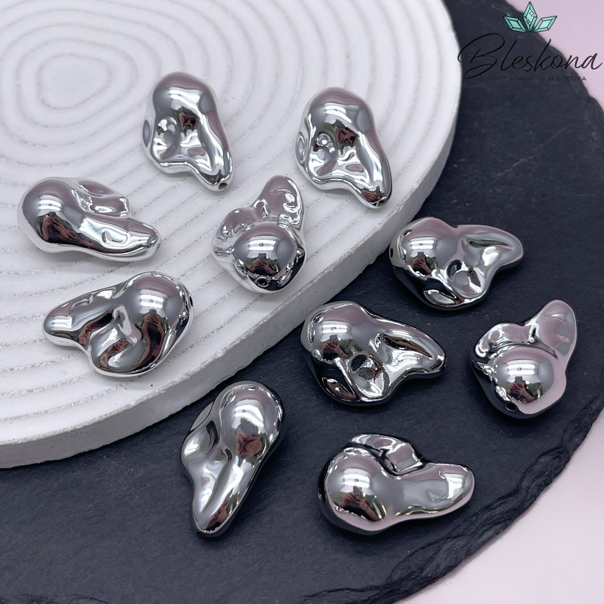 29*19,5 мм Цвет серебро, Бусина фриформ