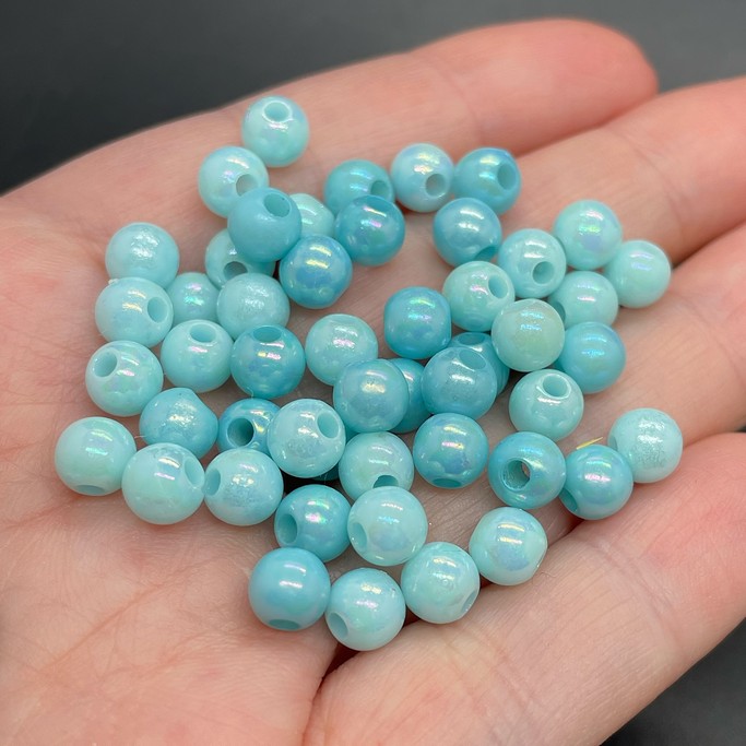 6 мм, Бусина шар ,цвет голубой  уп.10 гр