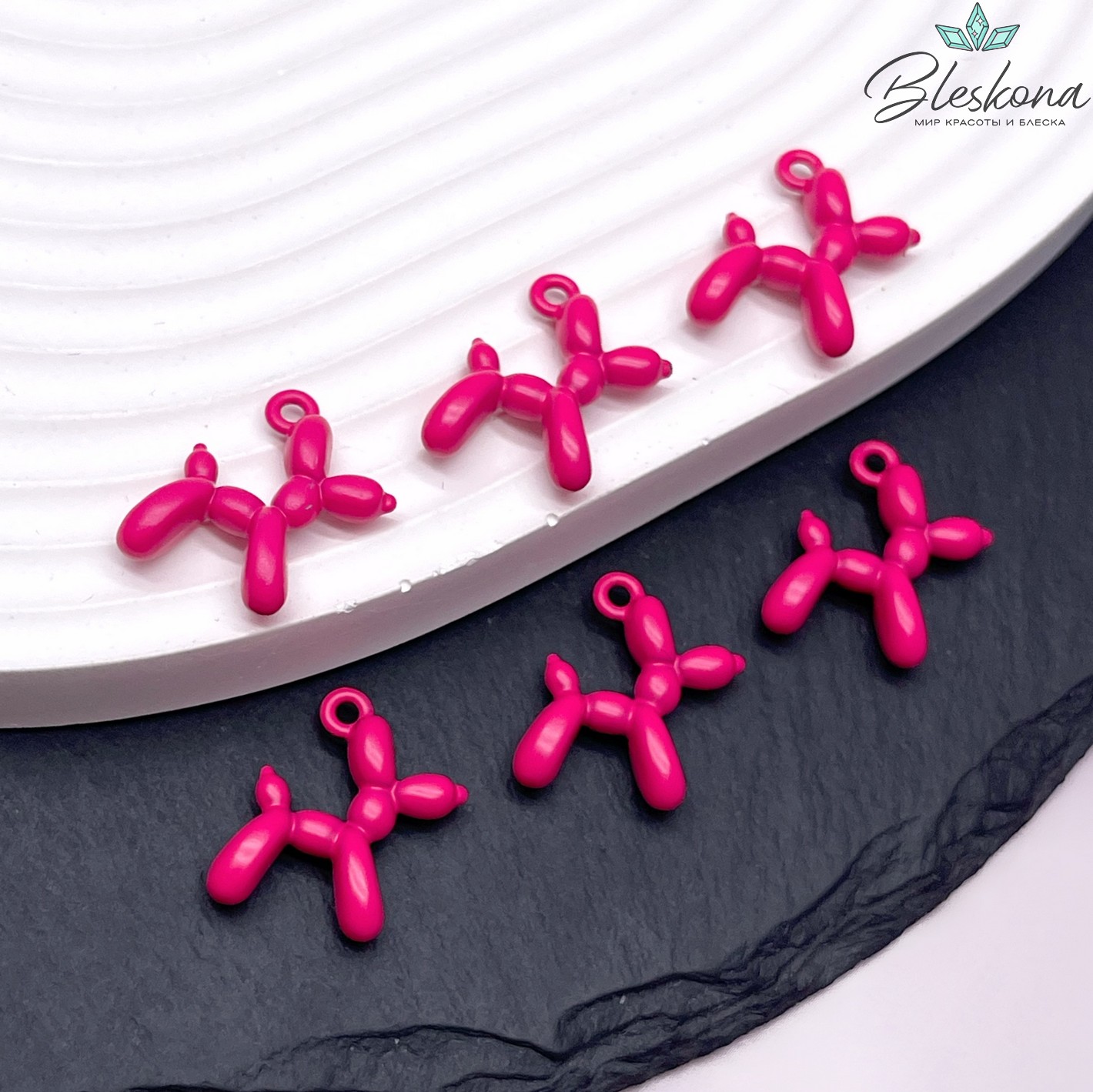 14*18 мм, Подвеска пудель малиновая эмаль