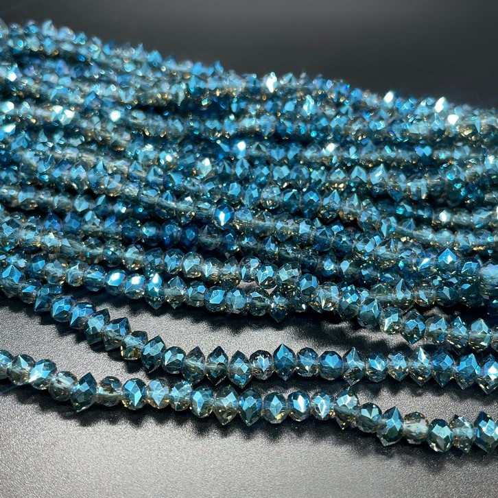 4,5*6 мм Стекло Lux, рондель острые углы, цвет синий