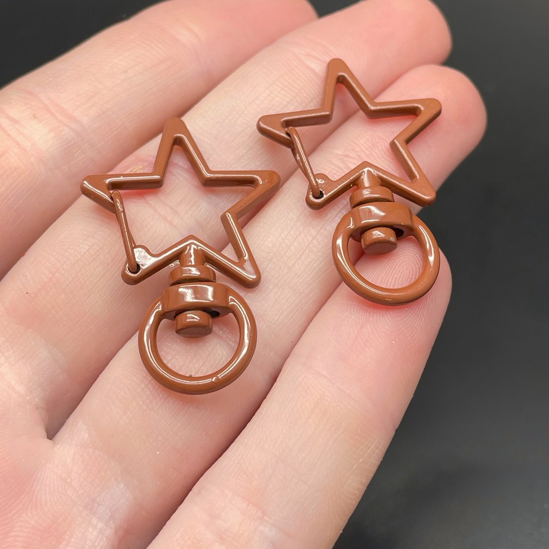 23*35мм , Замок крупный звезда темно-коричневая эмаль 